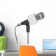 News microphone with blank box, isolated on a white background. Wall Decal