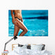 Girl with beautiful body by the swimming pool Wall Mural