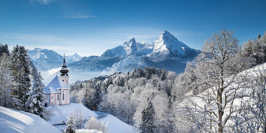 Winter Landscape In The Alps With Church Wall Decal