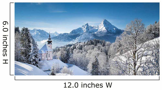 Winter landscape in the Alps with church Wall Mural