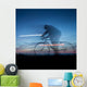 Cyclist Motion Blur Blue Wall Decal