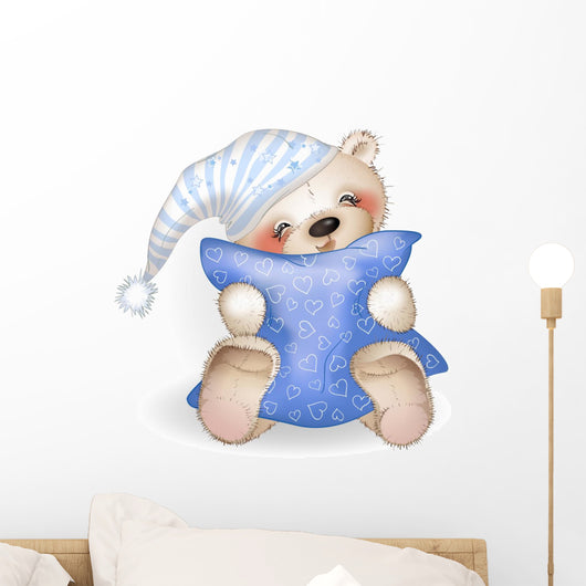 Happy Teddy Bear Hugging Wall Decal