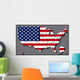 USA Map with Flag Wall Decal