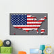 USA Map with Flag Wall Decal