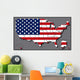 USA Map with Flag Wall Decal