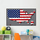 USA Map with Flag Wall Decal