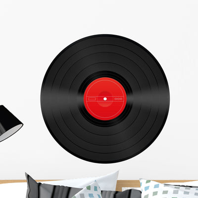 Record Vinyl Blank Wall Decal shown on a wall