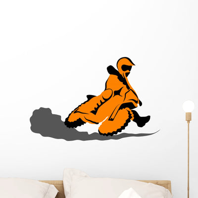 Motorcycle Sport Wall Decal shown on a wall