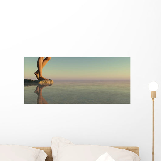 Woman and Sunset Wall Decal Panoramic Wall Decal