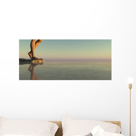 Woman and Sunset Wall Decal Panoramic Wall Decal