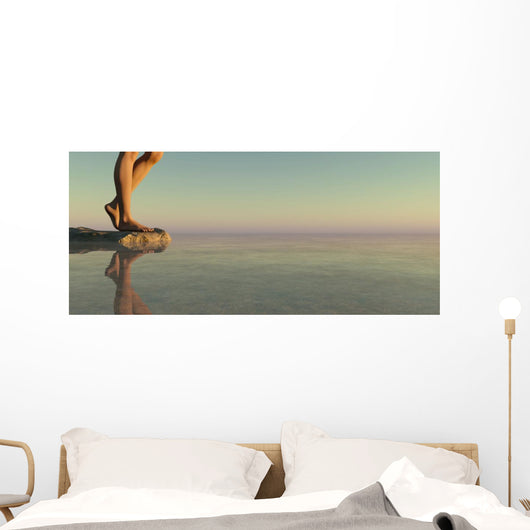 Woman and Sunset Wall Decal Panoramic Wall Decal