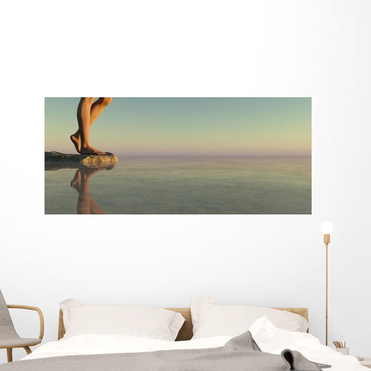 Woman and Sunset Wall Decal Panoramic Wall Decal