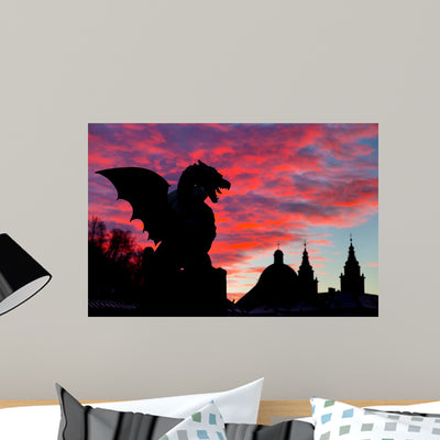Dragon Bridge Ljubljana Slovenia Wall Decal shown on a wall