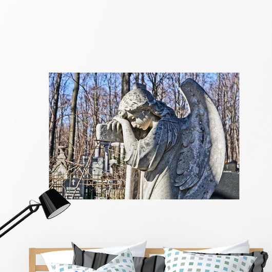 Ancient Sad Cemetery Angel Wall Decal