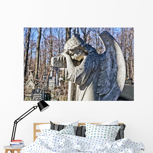 Ancient Sad Cemetery Angel Wall Decal