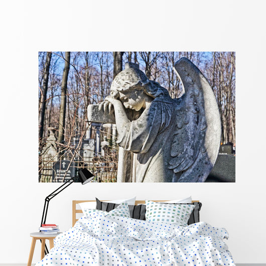 Ancient Sad Cemetery Angel Wall Decal