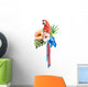 Tropical Hibiscus Macaw Birds Wall Decal