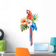 Tropical Hibiscus Macaw Birds Wall Decal