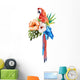Tropical Hibiscus Macaw Birds Wall Decal