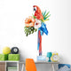 Tropical Hibiscus Macaw Birds Wall Decal