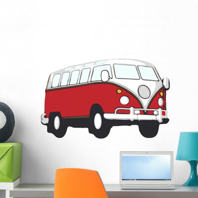 Vw Hippie Van Wall Decal shown on a wall