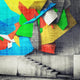 Stairway and Abstract Graffiti Wall Decal