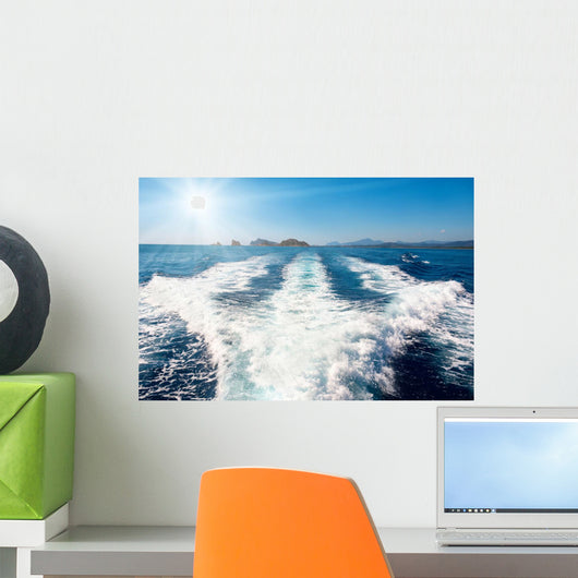 Waves Blue Sea behind Wall Decal