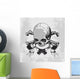 Skull and Guns Crossbones Wall Decal
