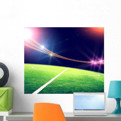 Stadium Lights and Flashes Wall Decal shown on a wall