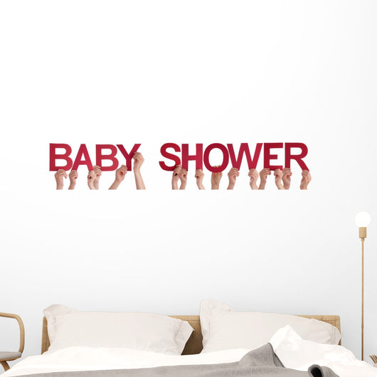 People Hands Holding Red Wall Decal Panoramic Wall Decal Design 2