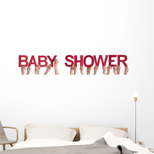 People Hands Holding Red Wall Decal Panoramic Wall Decal Design 2