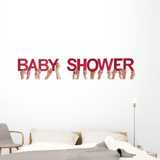 People Hands Holding Red Wall Decal Panoramic Wall Decal Design 2