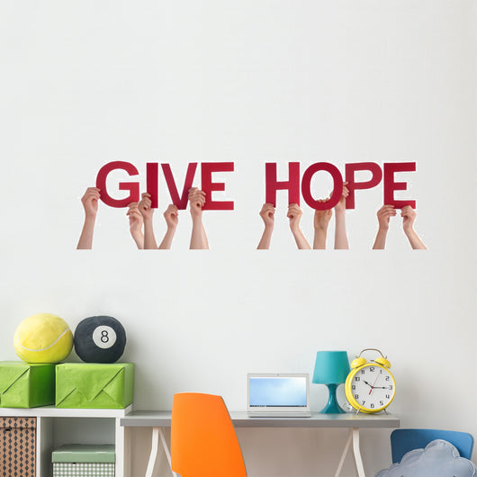 People Hands Holding Red Wall Decal Panoramic Wall Decal Design 1