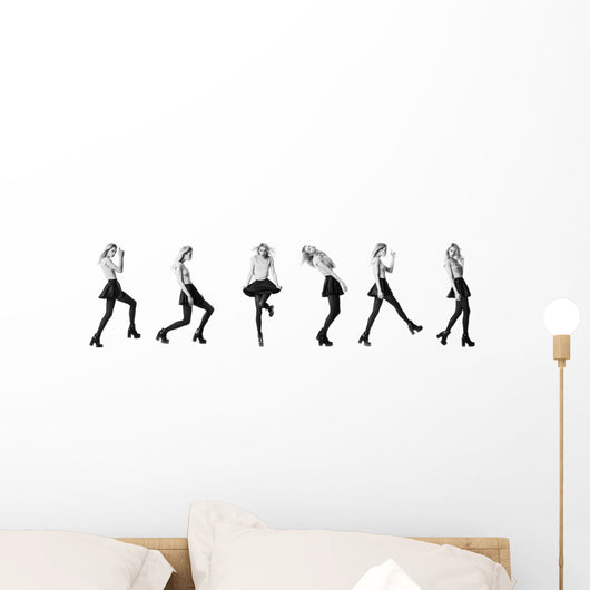 Fashion Girl Model Posing Wall Decal Panoramic Wall Decal