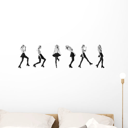 Fashion Girl Model Posing Wall Decal Panoramic Wall Decal