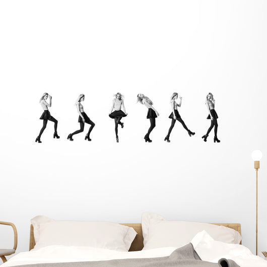 Fashion Girl Model Posing Wall Decal Panoramic Wall Decal