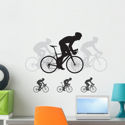 Bicycle Race Vector Silhouettes Wall Stickers Wall Decal shown on a wall