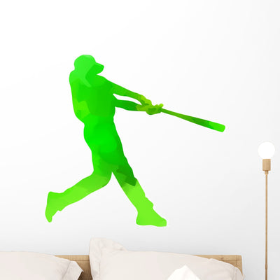 Baseball Player Wall Decal shown on a wall