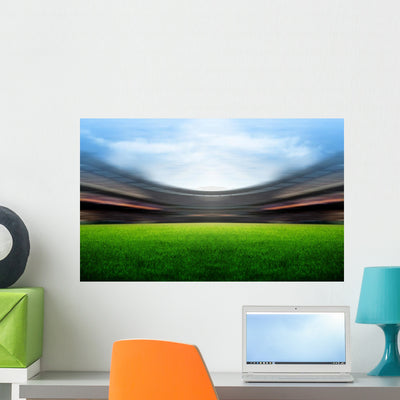 Soccer Stadium Wall Decal Design 2 shown on a wall