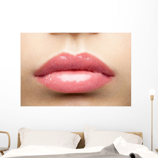 Beauty Glossy Pink Lips Wall Decal