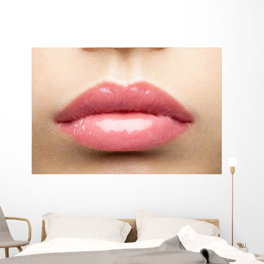 Beauty Glossy Pink Lips Wall Decal
