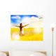 Free Happy Woman Enjoys Wall Decal