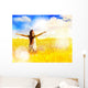 Free Happy Woman Enjoys Wall Decal