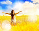 Free Happy Woman Enjoys Wall Decal