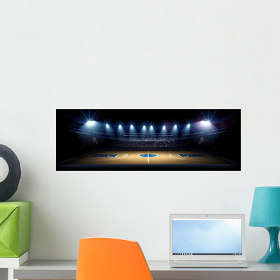 Basketball Stadium Wall Decal Panoramic Wall Decal shown on a wall