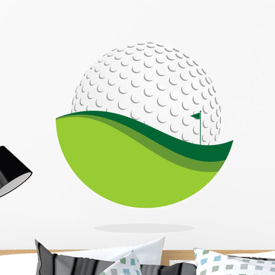 Golf Globe Wall Decal shown on a wall