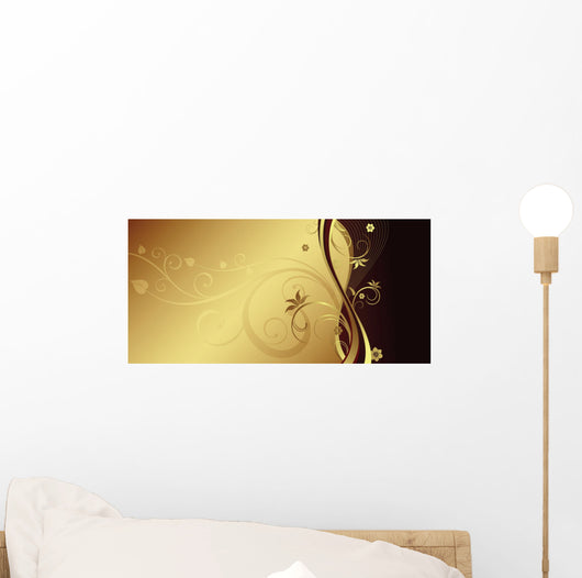 Golden Floral Wall Decal