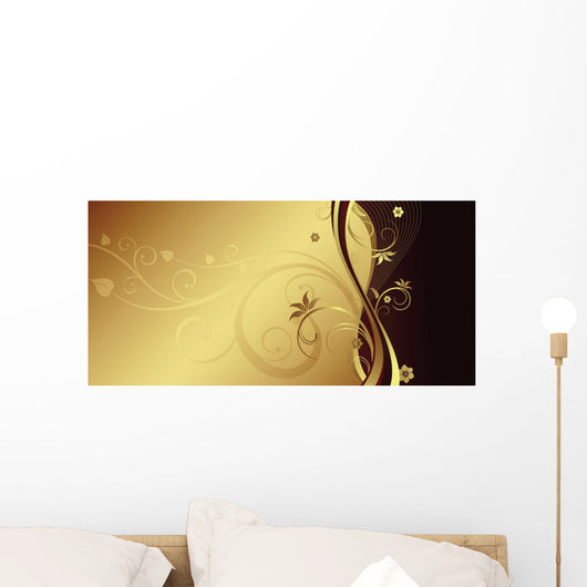 Golden Floral Wall Decal