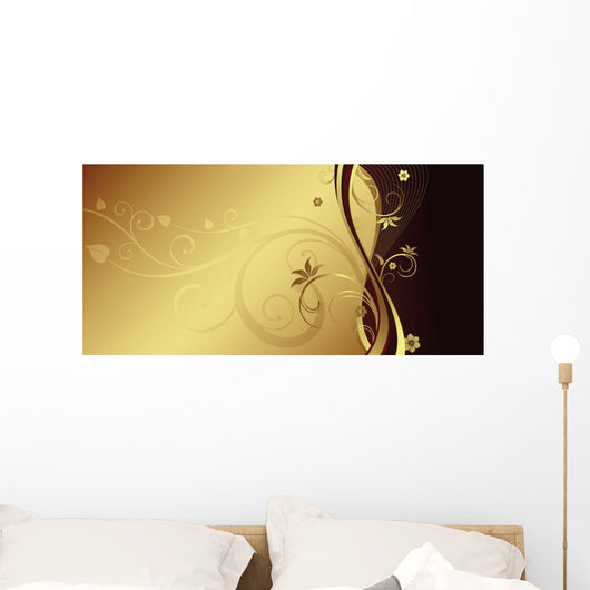 Golden Floral Wall Decal