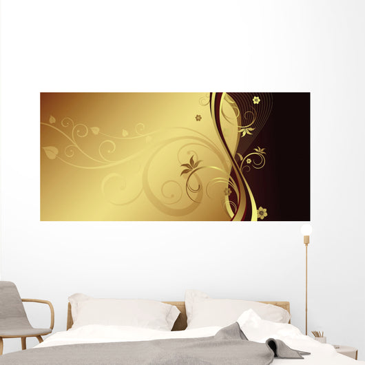 Golden Floral Wall Decal